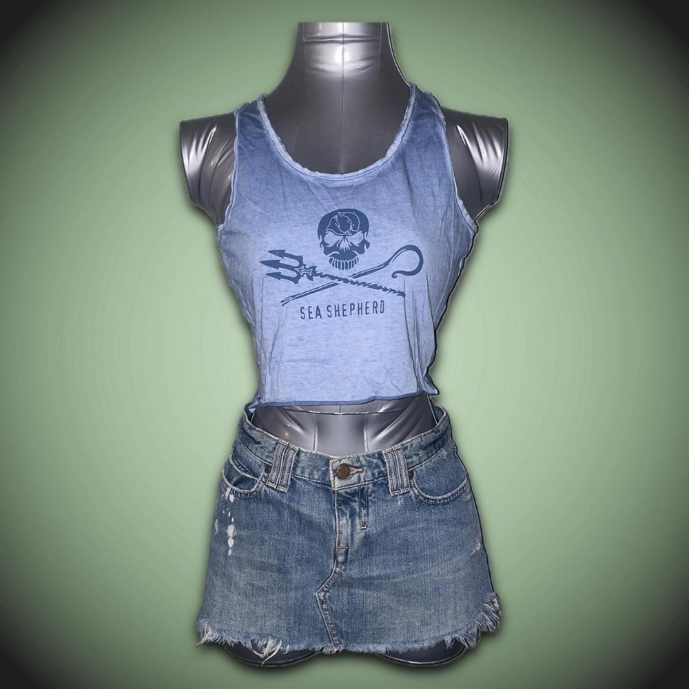 Blue Cropped Tank Top - Women's